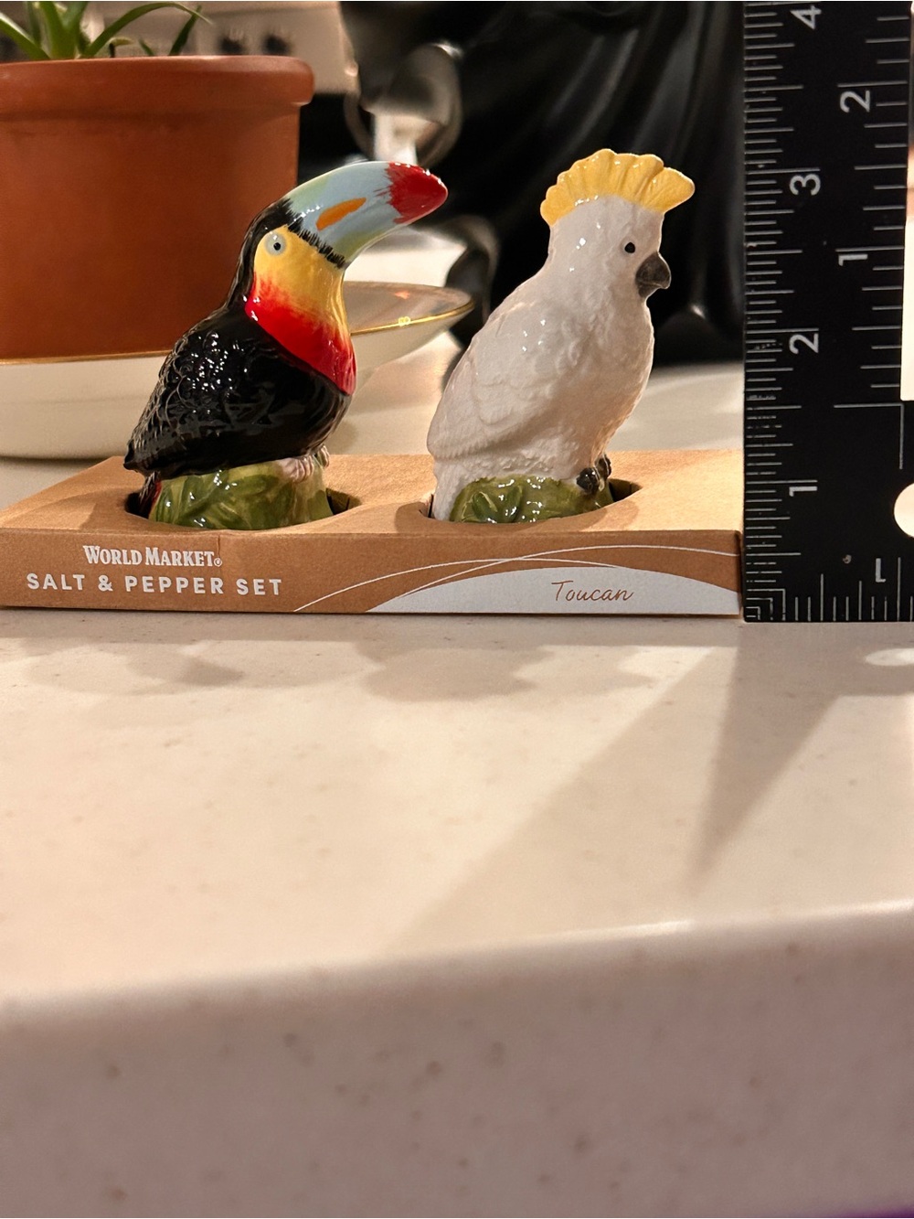 World Market Ceramic Toucan Salt & Pepper Shakers - Multicolor New In Box